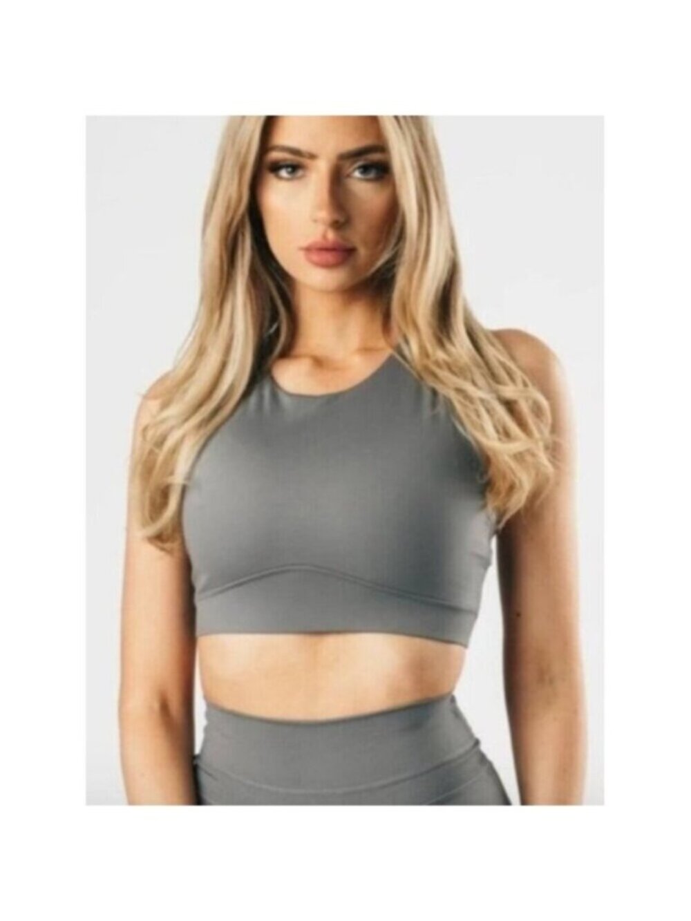 NWT Alphalete Women’s Gray Fitness Clothing Padded High Neck Supreme Bra Size XS
